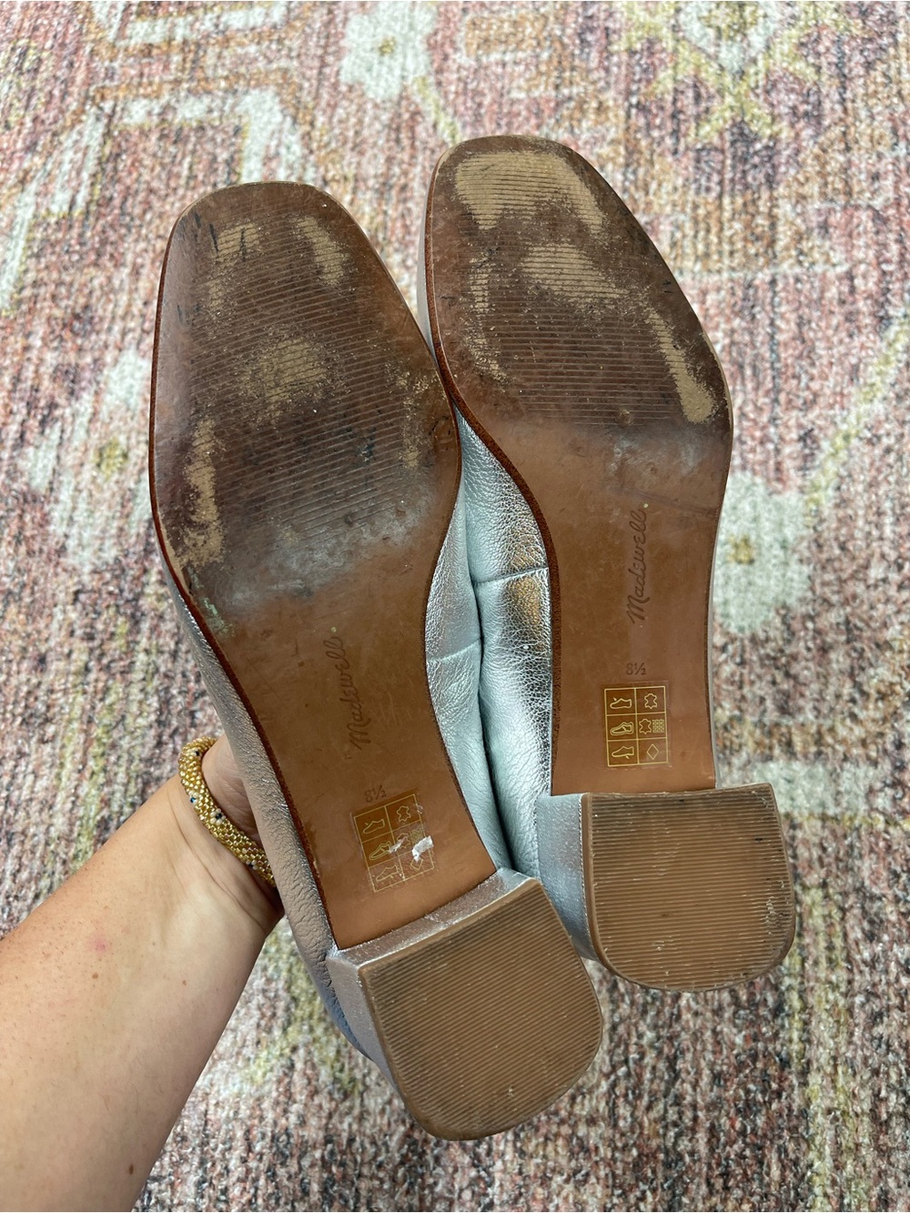 Madewell Nettie Heeled Mary Jane Ballet Flats Metallic Silver Size 8.5 - Picture 8 of 8